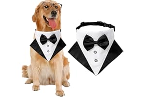 AIMICOCA Bandana per cani da smoking formale per cani e cani, con papillon regolabile, per cani di taglia piccola, media, grande e taglia L