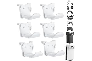 KUNSLUCK Set med 6 väggfästen för PS5-kontroll, Xbox, strömbrytare, väggfäste för styrenhet och headset, självhäftande installation/skruv