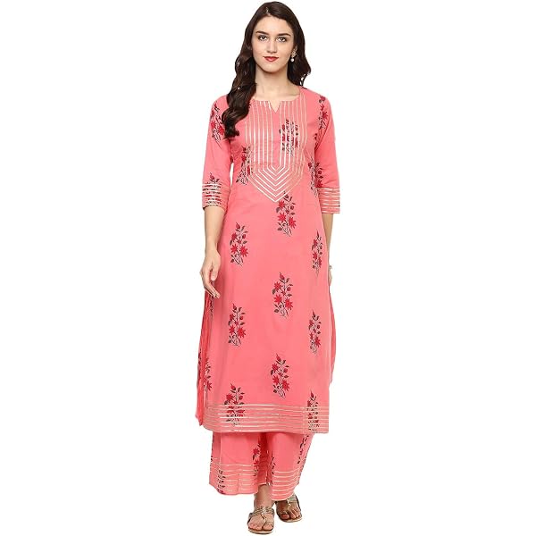 Idalia Women's Rama Green & Navy Blue Cotton Kurta Set - 3/4 Sleeve With Palazzo Pants - View #4