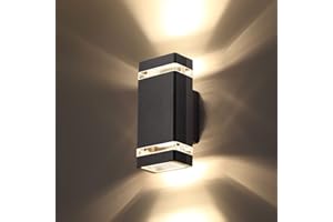 CELAVY Outdoor Wall Lights Mains Powered, Up Down Outside Wall Lights IP65 Waterproof, Porch Light Front Door Lamp Modern Aluminium 3000K, Exterior LED Lighting Sconce Wall Mounted for House, Black