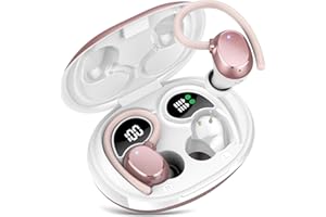QXQ Écouteurs Bluetooth de Sport Intra-Auriculaires sans Fil Bluetooth 5.3, 60 Heures d'autonomie, avec étui de Charge, Affichage LED, écouteurs étanches IPX7, Comfort Fit, HiFi stéréo, Pink