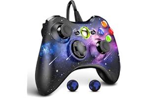 AceGamer Manette pour Xbox 360，Manette Filaire pour Xbox 360/ Slim/PC Windows 7/8/10/XP Joystick Gamepad pour Xbox 360 avec Double Vibration/Design Ergonomique(Galaxie)