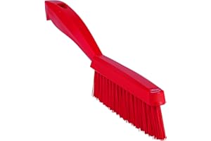 Vikan 41954 Slim, Stiff Bristles, Washing / Sweeping, Hand Brush, Fabric, Upholstery, Carpet, 300mm (Red)