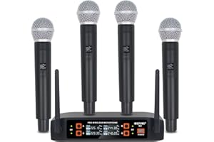 micfuns K4 4 Microphone sans fil portable pour KTV Stage Singing (noir)