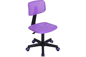 FurnitureR Sedia girevole da scrittura con schienale basso, senza braccioli, regolabile in altezza, per casa, ufficio, asilo, ragazze, ragazzi, ragazzi, studenti, viola, colore: viola