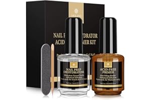 Saviland Nail Prep e Primer Unghie, 2PCS*15ML Aria Veloce Asciutto Nail Dehydrator e Acido Free Bonding Primer Lunga Durata Set Professionale Naturale per Acrilico Polvere e Smalto Unghie Gel