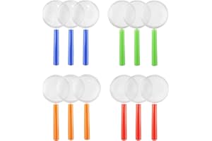 Loupes en Plastique, 12 Pièces Loupe Enfant Mini Loupe, 5X Portable Grossissement Grossissante Loupe Colorée Enfant Insecte pour La Maison L'école L'extérieur