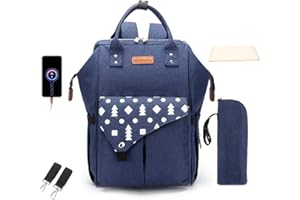 SONARIN Zaino Fasciatoio Bambino per Pannolini,con fasciatoio,Borsa per biberon isolata,2 Borsa per Biberon Isolata,Borsa per Pannolini con porta di ricarica USB,Impermeabile,Grande Capacità