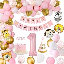 Vamei Jungle-safari Ballonnenset – Roze, Groen En Goud – Voor 1e Verjaardag, Baby Shower, Jongens/meisjes