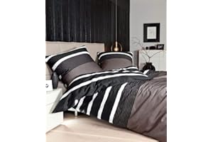 ‎JANINE Janine Mako-Satin Bettwäsche J. D. 8468 Nougat-schwarz 200x200+2x40x80