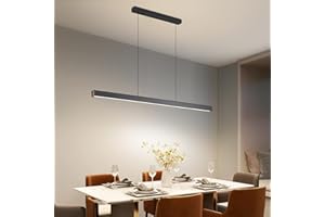 Mikeru 100cm Lampada a Sospensione Da Tavolo Da Pranzo, Moderna Lineare a LED Lampada con 10%-100% Dimmerabile 3000k/4500k/6000k 3 Colori Lampada Sospensione Lineare per Sala Da Pranzo, Soggiorno