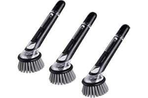 SOPHISTICATE Szczotka do zlewu z dozownikiem detergentu, 3 sztuki wypełnialna szczotka do zmywarki zestaw szczotek do czyszczenia, wielofunkcyjna szczotka kuchenna do czyszczenia naczyń, garnków, zlewu