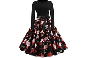 EFOFEI Damen Cocktail Partykleid Polka Dot Kleider Vintage Rockabilly A-Linie Rundhals Kleid