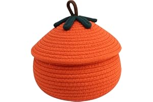 MURMAN Cestino Di Zucca Di Halloween, Cestino Portaoggetti Cesto Cestino In Corda Di Cotone Intrecciato Con Coperchio, Cestino Organizer Design Zucca Halloween Per Giocattoli, Caramelle, Snack