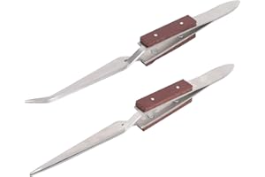 TBEST Pince Brucelle Croise,Reverse Ross Fiber Grip Set Verrouillage Avec Poignées En Métal Outils D'Artisanat Général Cross Lockhand Tools,2Pcs Lock Tweezer Fixe Bijoux Soudure Pointue Droite Pointe