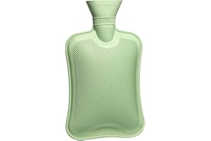 CALINDOO - Bouillotte Eau Chaude En Caoutchouc Naturel - Conçue Dans Un Moule Unique Bouchon Hermétique - Efficacité Longue Durée - 2L - Vert Pastel