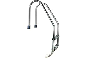 ‎WELL2WELLNESS well2wellness® Hochwertige AZURO Edelstahl Einstiegsleiter V2A, 43mm Holm weit gebogen, 2 Stufen