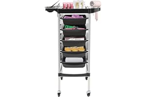 ‎TRIEBAN TRIEBAN Rollwagen Friseurwagen, Faltbare Friseurwagen Arbeitswagen Kosmetikwagen mit 5 Schubladen für Stylist Friseur Haarstyling Beauty Salon (Weiß)