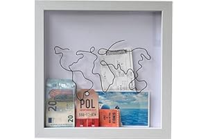 Shujin Adventure Archive Box, Travel Collection Box,Ticket-Schattenbox, Spardose Reisen, 3D Bilderrahmen für Tickets Shadow Box, Collection Travels Memories Adventure Gift(1pc:Landkarte Stil,29x29cm)