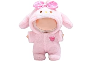 EOAMGO Doll Clothes Set Compatible with 17cm Vinyl Plush Toy Dolls, Stylish Outfits One-Piece Bodysuit Doll Accessories, Birthday Holiday Present for Girls Kids (No Doll) (Pink)