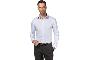 Vincenzo Boretti Camicia Uomo Eleganti, Taglio Aderente/Slim-Fit, Collo Classico, Manica Lunga, in Tinta Unita - Non Stiro/Non-Iron
