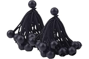 DEDC 50 Pcs Tendeur à Boule Élastique, Tendeur de Bâche pour Pavillon, Camping, Tente Cordons, Rideaux Harnais d’Extension, 10cm (Noir)
