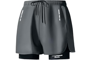 Smatstyle Maillot de Bain Homme Short de Bain Sport Séchage Rapide 2 en 1 Compression Short de Surf Short de Plage
