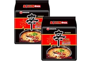 Starry Mart NS BLACK Ramyun Premium Ramen Korean Spicy Instant Noodles 130g (Pack Of 8) HALAL