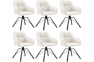 ‎WOLTU WOLTU Esszimmerstühle drehbar 6er-Set, Küchenstuhl, Polsterstuhl, Drehstuhl, bequemer Stuhl mit Armlehnen Rückenlehne, Armlehnenstuhl für Esszimmer Wohnzimmer, mit Samtbezug, Creme, BH365cm-6