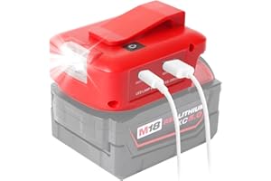 QUPERR - Power Source USB Battery Adapter for Milwaukee M18 18V Battery, LED Work Light Converter with a pair of USB Phone Charger interface, with DC Port Cordless Flashlight（Adapter Only）