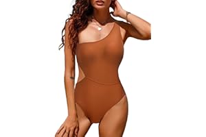 UMIPUBO Costume da Bagno Donna Intero Un Pezzo Sexy Bikini Intero Cut out Push up One Piece Swimsuit Beachwear Monokini Spiaggia Costumi Una Spalla Tinta Unita Swimwear