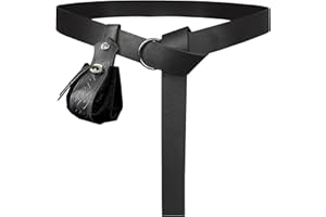 HiiFeuer Średniowieczny pas z pierścieniem i nordycką sakiewką ze sznurkiem, renesansowy pas i sakiewka ze sztucznej skóry do LARP(czarny C)