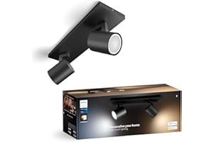 ‎PHILIPS HUE Philips Hue White Ambiance Runner 2-częściowy reflektor, czarny, 2 x 5 W GU10 z włącznikiem ściemniania, możliwość ściemniania, wszystkie odcienie bieli, sterowanie za pomocą aplikacji, kompatybilny z
