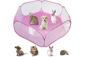 YAVO-EU Kleintierkäfig-Zelt，Kleintiere laufstall Tragbarer laufstall für kleintiere Outdoor/Indoor Übungszaun，für Meerschweinchen Kaninchen Hamster und Igel (Pink)