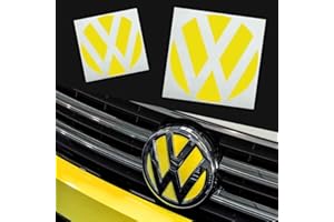 WRAPSHOP VW TRANSPORTER T6/T6.1 Front & Back, Self-Adhesive VW Badge Inserts (BRIGHT YELLOW)
