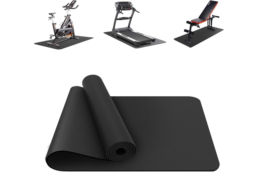 Treadmill Mat, Exercise Equipment Mat Heavy-Duty Protective Floor Mat for Under Stationary Bike, Spin Bike, Fitness Equipment, 180cm x 75cm, Black