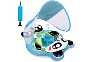 ‎MIIDD Schwimmring Baby Kinder mit Sonnendach,Schwimmflügel Baby Aufblasbarer Schwimmringab 3-36 Monate,Baby Schwimmhilfe mit Dual Airbag und mit Sicherheitsgurt und Schwimmsitz(3-12-24 Monate,Panda)
