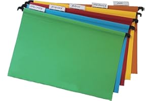 Cathedral Products | A4 Assorted Colour Suspension Files with Clip on Index Tabs and Inserts - Pack of 10