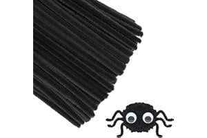 AURASKY Fil Chenille 200pcs, Cure Pipes Noir, Tiges de Fils Chenille 30cm*6mm, Chenille Loisir Creatif, Pipes Cleaner pour DIY Artisanat Décoration Fournitures