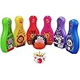 FunBlast Bowling Set Toy With 6 Pins&1 Balls-Jungle Theme Cartoon Bowling Play Set Toys&Games For Kids,Indoor Outdoor Hit&Throw Game For Kids-Target Bowling Hit&Throw Play Set,Multicolor