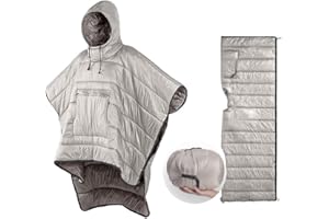 HI SUYI Sleeping Bag Cloak Winter Camping Poncho Wearable hooded Blanket Lazy Quilt Lounge Blanket Warm Jacket for Men Women