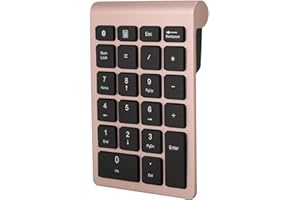 Goshyda Tastiera Numerica a 22 Tasti, Mini Tastiera Wireless Bluetooth, Mini Tastierino Numerico Ricaricabile Portatile per Contabilità Finanziaria, per Laptop Desktop, PC(Oro Rosa)