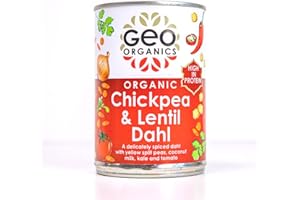 Geo Organics Chickpea & Lentil Dahl 400g (Pack of 1) | Organic Vegan Side Dish for Curry | Mild Spice | Certified Organic & Gluten-free Healthy Food | Suitable For Vegetarians & Vegans