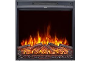 CHEMIN'ARTE Chimenea eléctrica empotrable Oxford 2XL con Efecto de Llama Leds - Chimenea eléctrica con calefacción – Inserto de Chimenea - Bajo Consumo - Mando a Distancia - Extra Fino - 71x15x74cm