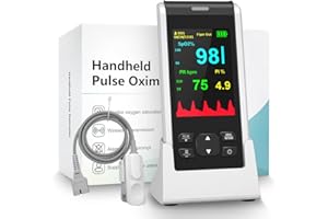 Oxygen Monitor Finger Adults, HOLFENRY Handheld Pulse Oximeter Oxygen Machine with Alarm/Oxygen Saturation Monitor CE Approved UK, Free APP Tracking SpO2, Heart Rate and PI