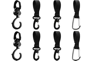 BORISCA 8 Pcs Crochet Poussette, 3 Types de Crochet Poussette Universelle Crochet de Poussette Sac à Langer Multifonctionnel Accessoires Poussette, Attache Poussette Crochets pour Poussettes (Noir)