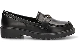 Etika Mocasines para Niña, Zapato de Charol con Detalle de Corazón, Calzado Clásico de Colegio sin Cordones, Modelo 40332 Negro