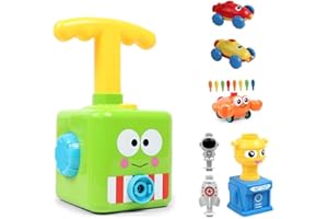 HOWADE Balloon Powered Launch Car,Inflatable balloon car toy pump set, Hand Push Air Power Balloon Racer Vehicle Car Toy for Kids/Toddlers Gift