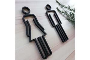 CHJIEJIE Männer & Frauen Symbol Toilettenschild, WC-Schild für Toilette Badezimmer Kleiderschrank (Black)