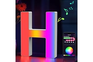 Cpeelsdo Light Up Letters RGB Color Changing, LED Letters Lights USB Powered, APP Control, Alphabet Sign Gaming Lights for Girls Women Party Birthday Christmas Valentine Wall Table Decor - H